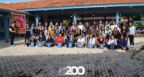 The young women of Encuentros Juveniles 200 pose for a group picture.