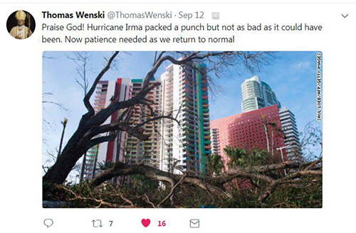On Sept. 12, Archbishop Thomas Wenski tweeted