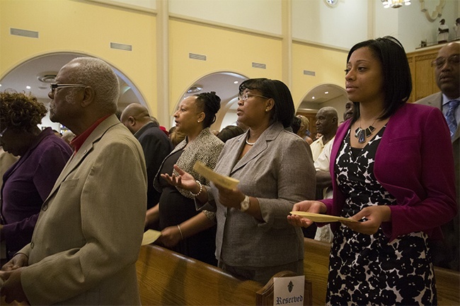 Black Catholics from parishes in Miami-Dade and Broward counties take part in the Mass kicking off Black Catholic History Month in the archdiocese.