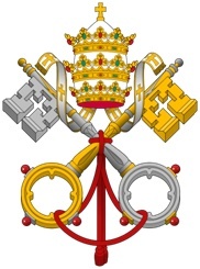 This mosaic, of the papal coat of arms, is to be placed in the tympanum (the façade of the portico) within the narthex of the basilica.
