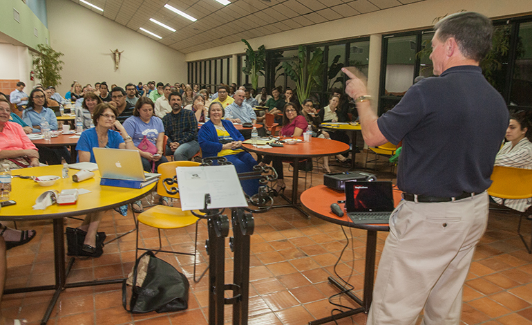 Robert McCarty of the National Federation for Catholic Youth Ministry, leads the youth ministry conference at the archdiocese.