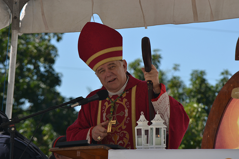 Archbishop Thomas Wenski preaches the homily at the Schoenstatt 100th anniversary celebration in Homestead.