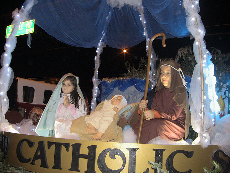 The winning float from St. Andrew Church and School in Coral Springs.