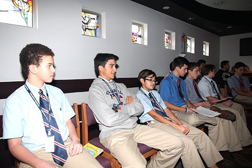 Christopher Columbus students take part in an Advent reconciliation service.