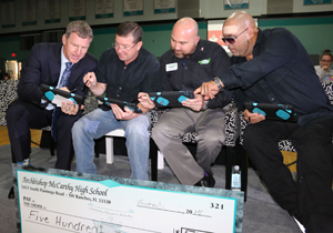 Judges are hard at work as they decide the winners of the Mav Tank Challenge at McCarthy High. The judges were wealth manager and former Dolphin Greg Baty; real estate developer Lonnie Bergeron; John Troia, general manager for the nation's largest Ford dealership; and radio personality DJ Laz.