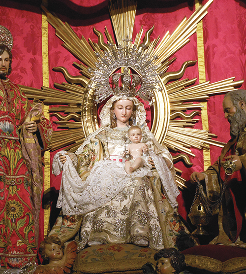 The Virgin of the Nativity, an 18th century image on display in the Church of San Ginés in Madrid, Spain.
