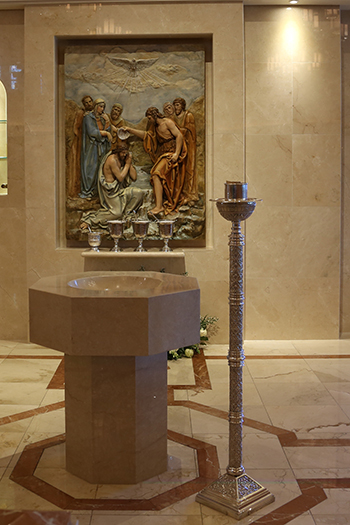 The new baptistery at Our Lady of Lourdes Parish was dedicated on the Sunday after the feast of the Baptism of the Lord because Archbishop Thomas Wenski's schedule did not permit him to visit the parish earlier.