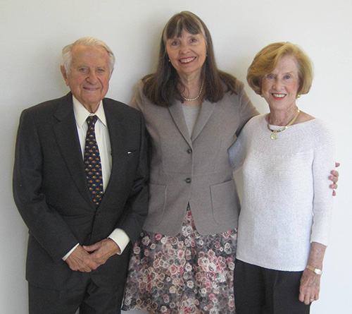 Suzanne Kaszynski, principal of Mt. Carmel-Holy Rosary School in New York City, center, is pictured here with Joseph and Winifred Amaturo, whose foundation has given 1.3 million dollars over the past decade to implementing the Accelerated Reader and Math programs in archdiocesan schools.