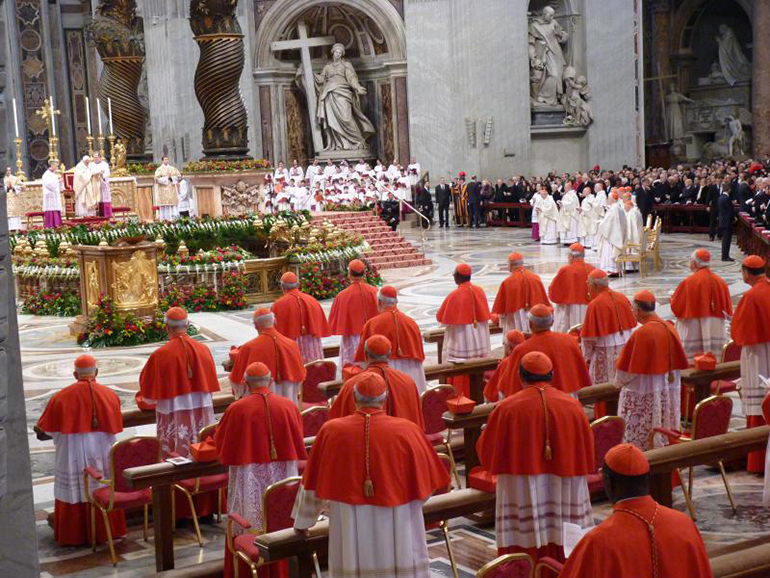 October 24, 2012
Pope Benedict XVI celebrates Mass in St. Peter's Basilica with cardinals from around the world, the day after he created 22 new cardinals at a February 2012 consistory. On Jan. 4, Pope Francis named his second group of cardinals - a total of 15 from 14 countries - for a consistory set for Feb. 14.