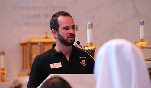 Seminarian Kevin Garcia, who is studying for the Archdiocese of Miami, shares his faith experience with the young adults.