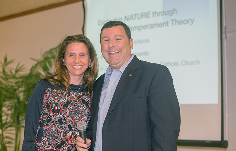 Kari and Stephen Colella shared the spotlight at the second archdiocesan Date Night, held March 14 at St. Martha Church. He is cabinet secretary of Parish Life for the archdiocese, the department that oversees the Office of Family Life.