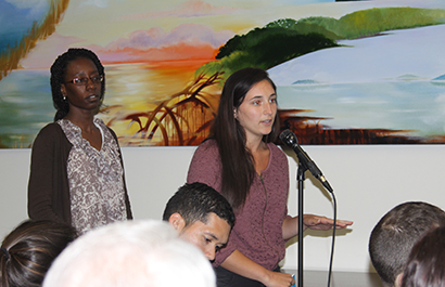 Leni Gomez, FIU public relations student and an assistant at the Cuban Research Institute, asks panelists why immigration reform is also important for non-immigrants.