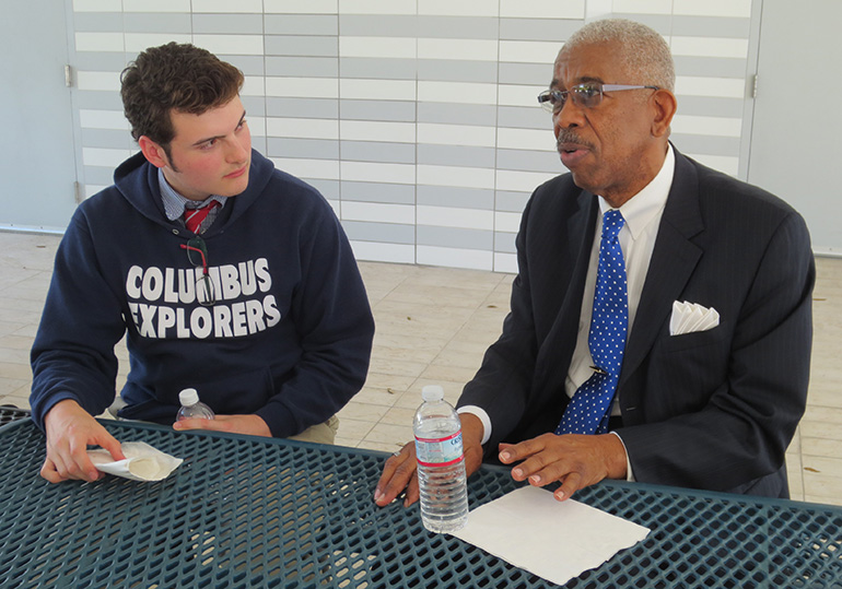 Columbus senior Octavio Fernandez takes the opportunity to chat with Rip Patton about the history and changes that he has helped make in American history as a Freedom Rider and civil rights activist.