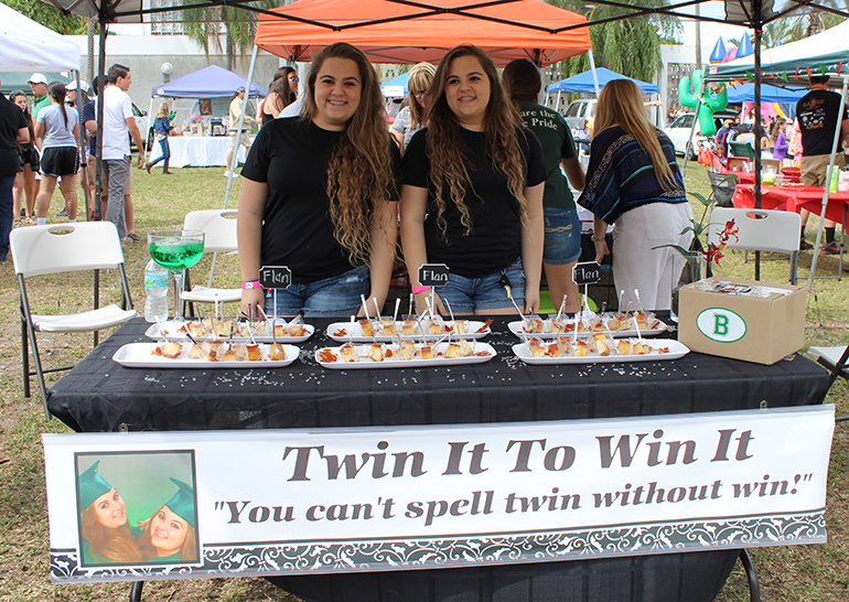St. Brendan seniors, and twins, Brianna and Britney Gutierrez, competed with their home made flan.