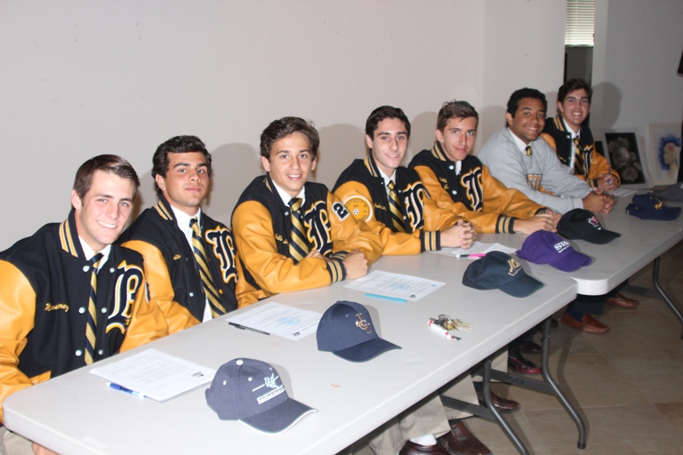 Student athletes Marcos Perez, Josh Barditch, Marcello Hernandez,
Andres Casariego, Matthew Mullin-Garcia, Karol Vargas, and Hector Formoso-Murias commit to play their sport at the collegiate level.