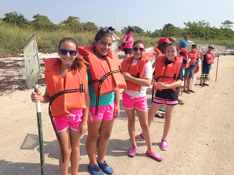 St. Brendan Elementary students used their nets to scrape the seabed and find sea creatures at the Biscayne Harbor Nature Center and Virginia Key.