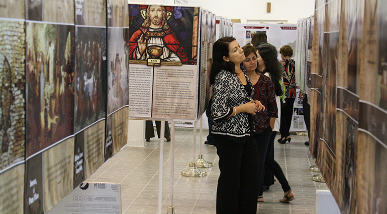 The "Miracles of the Eucharist" exhibit consists of approximately 140 laminated panels with information, photos and other visuals of the many approved miracles of the Eucharist around the world.