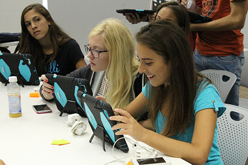 Getting into full swing of the iPads they were given, Italian students explore through apps and widgets.