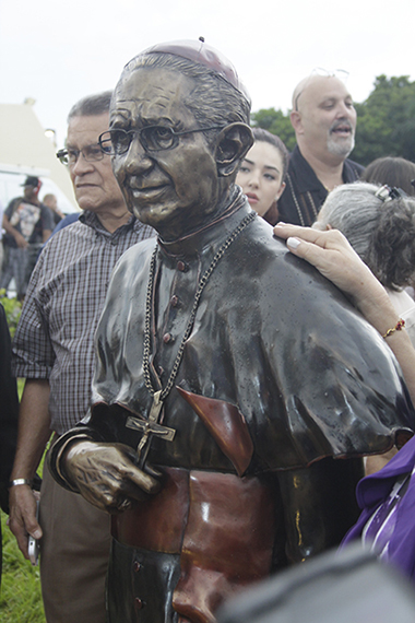View of the scultpure of Bishop Roman after the unveiling and blessing by Archbishop Thomas Wenski Sept. 5.