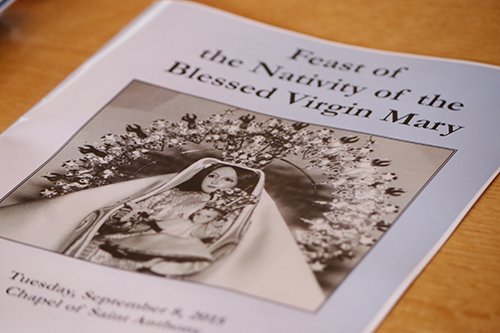 Program for the celebration of Mass Sept. 8 at St. Thomas University, prior to the opening of the exhibit on Latino Americans: 500 Years of History.