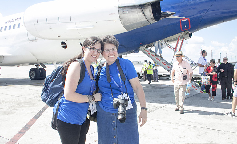 My daughter and I stop for a photo in front of the plane after our arrival in Havana Sept. 18.