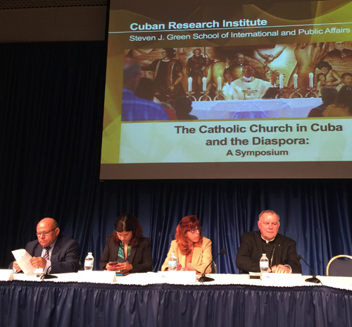 Archbishop Thomas Wenski at panel discussion regarding Pope Francis' upcoming visit to Cuba.