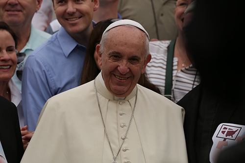 Vatican City - September 2, 2015.
Pope Francis is seen here in St. Peter's Square during the Wednesday general audience on September 2, 2015.