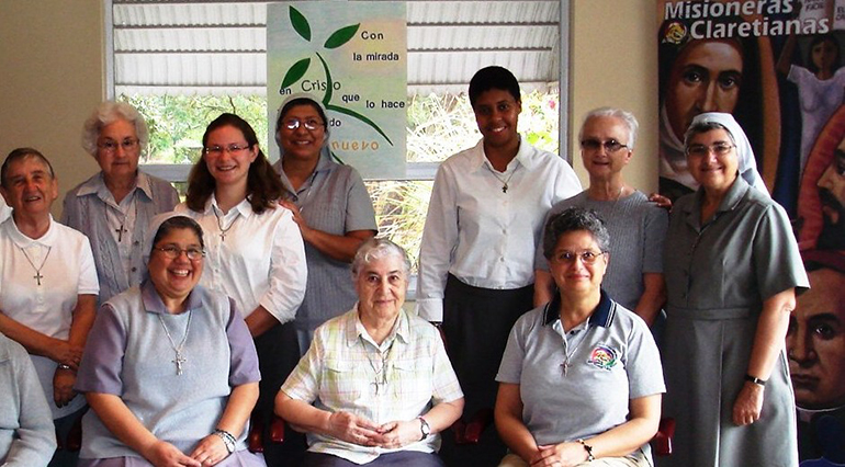 Claretian Missionaries working in the Archdiocese of Miami pose for a photo.