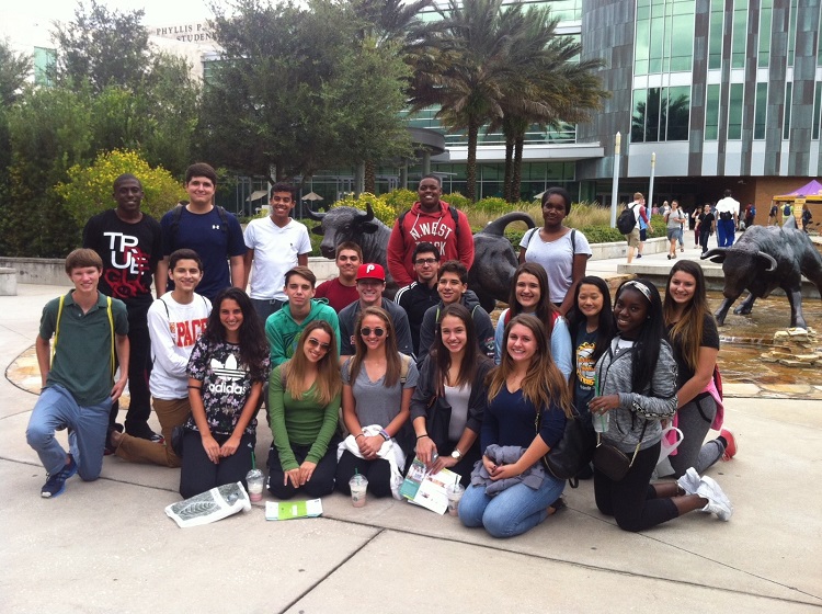 Posing at the University of South Florida: 21 students from Msgr. Edward Pace High School taking part in the second annual Pace College Campus Tour, Oct. 5 through 7.