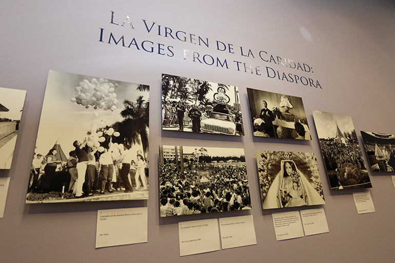 Pictures from the files of La Voz Catolica and The Voice (precursor to The Florida Catholic Miami edition) make up the display of La Virgen de la Caridad: Images from the Diaspora that is part of the Latino Americans: 500 Years of History exhibit at St. Thomas University.