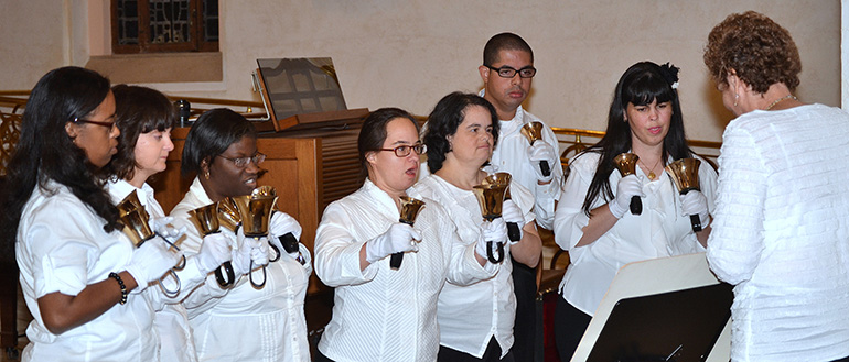 Handbell choir from the Marian Center School and Services performs "Ave Maria."