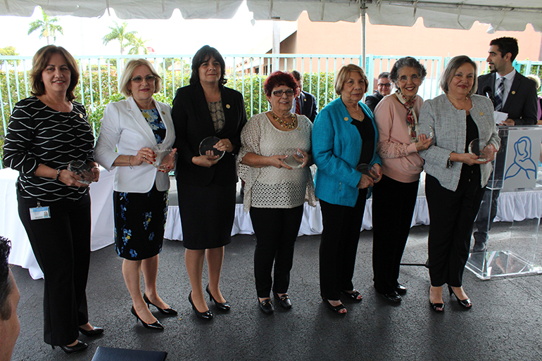 Celebrating its 20th year, Centro Mater West took time to honor some of their founding employees, including, from left: Llisel Viera, Maria B. Guerra, Haydmel Ascunce, Adela Rodriguez, Haydee Gonzalez, Nilda Castellanos and Olga Roque.
