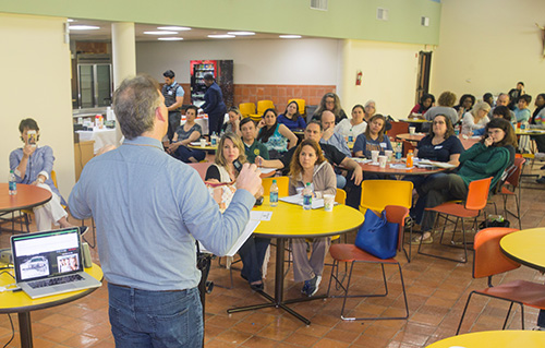 Archdiocesan youth ministers listen to Frank Mercadante during the workshop.