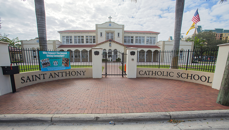 Exterior view of St. Anthony School, originally built in 1926.