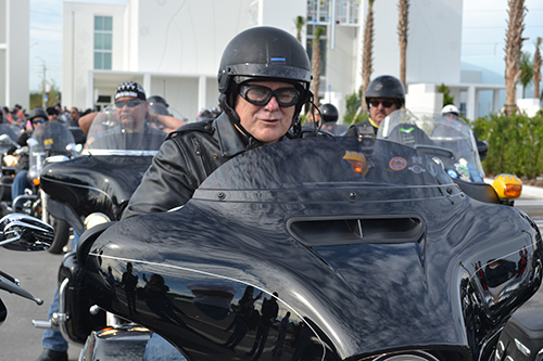 Archbishop Thomas Wenski prepares to set out on the 2016 Archbishop's Motorcycle Ride.