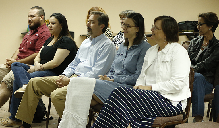 Fans of Lino Rulli, The Catholic Guy on SiriusXM Radio, take part in his March 1 broadcast from the archdiocesan Pastoral Center in Miami.