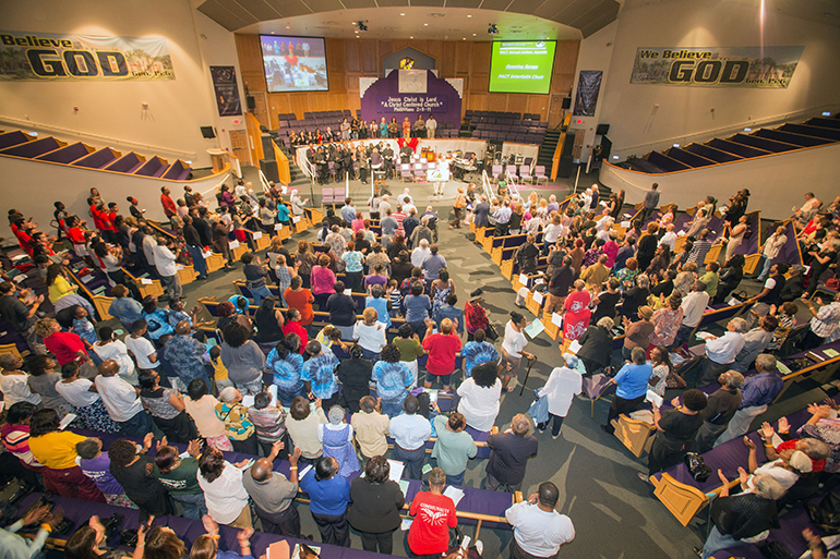 Members of PACT rally for affordable housing and juvenile justice reforms at their Nehemiah Assembly.