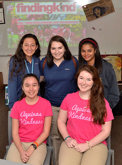 Members of the Kindness Club at St. Thomas Aquinas High School include, clockwise from upper left: junior Samantha Sanfillippo, club president Courtney Ayala, senior Sydney Boyd, sophomore Sophie O'Sullivan and sophomore Emily Petruska.