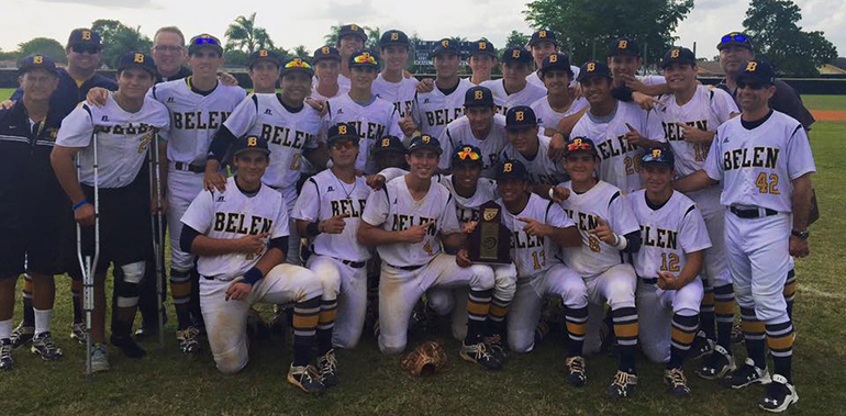 Belen's varsity baseball team won the District 16-7A championship by defeating Doral 5-2 April 22.