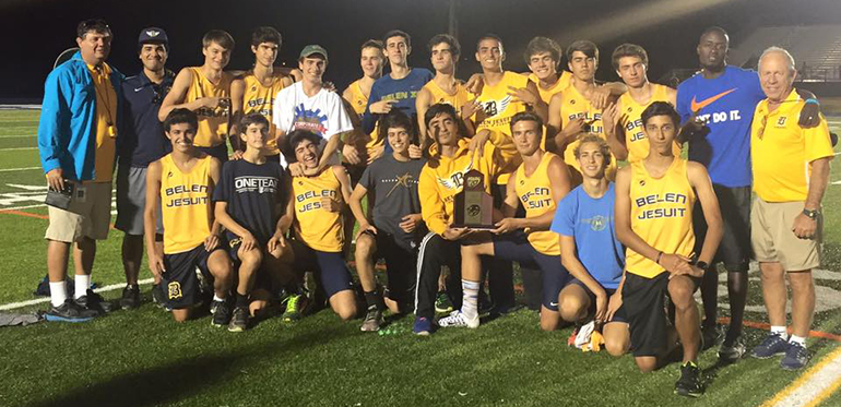 Belen's varsity track and field team won the District Championship for the third consecutive year April 21.