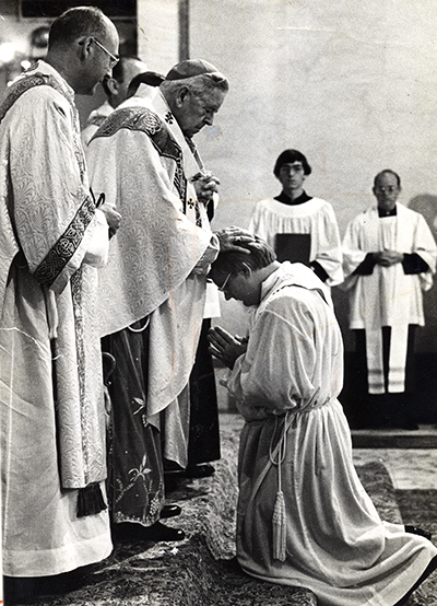 Archbishop-to-be Thomas Wenski is shown here being ordained in 1976 by Archbishop Coleman Carroll, Miami's founding bishop.