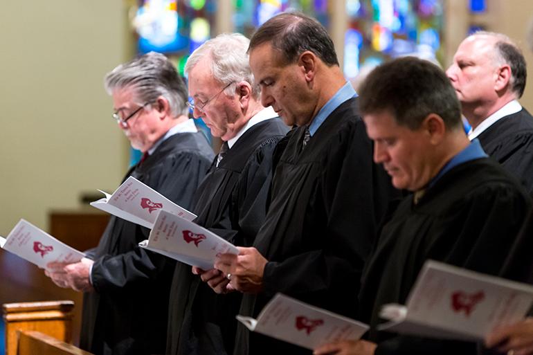Local lawyers, judges and other legal professionals take part in the 27th annual Red Mass for the St. Thomas More Society of South Florida held June 9 at St. Anthony Church in Fort Lauderdale.
