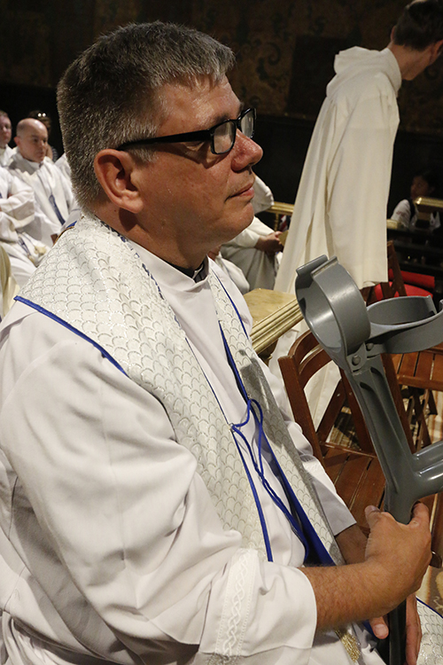 Father Jeff McCormick, pastor of St. Maximilian Kolbe Parish in Pembroke Pines, takes part in the Mass celebrated by Archbishop Thomas Wenski in the chapel of Our Lady of Czestochowa.