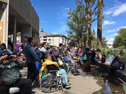 North American Lourdes Volunteers take a tour of Lourdes with pilgrims. Among the group of volunteers are students from Coleman Carroll High and the young adult group from Our Lady of Lourdes Parish in Miami.