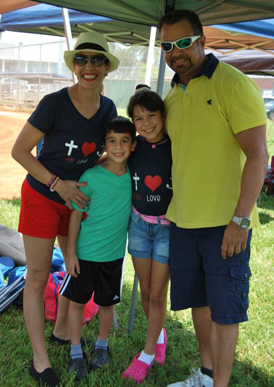 The Morales family poses for a photo at the St. Brendan Elementary Welcome Back Family Picnic.