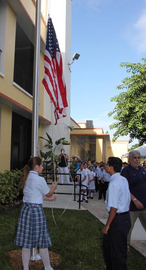 Now flying high over St. Michael the Archangel School is a flag formerly flown over the U.S. Capitol building, a gift from U.S. Congresswoman Ileana Ros-Lehtinen.