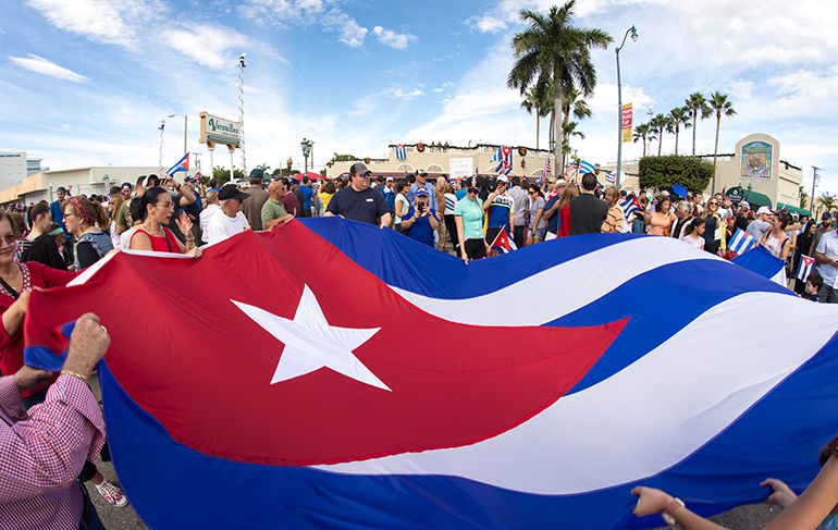Local Cubans poured out into the streets of Miami's Little Havana district Nov. 26, the day after learning that former Cuban leader Fidel Castro had died. Many Cuban-Americans said they were celebrating not someone’s death but rather the end of the principal symbol of the Cuban dictatorship.