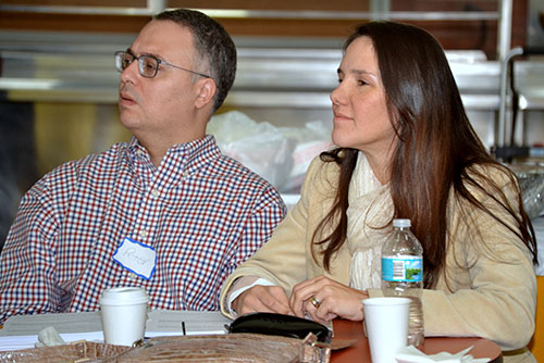 Peter and Irene Vitale listen during the Fully Engaged seminar for archdiocesan mentoring couples.