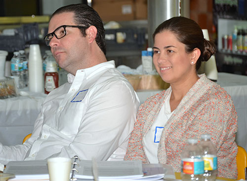 Roberto and Michelle Menendez listen during the Fully Engaged seminar for archdiocesan mentoring couples.