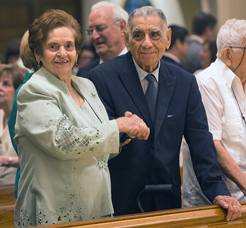 Nydia and Enrique Pena Hernandez, married 70 years, renew their wedding vows.